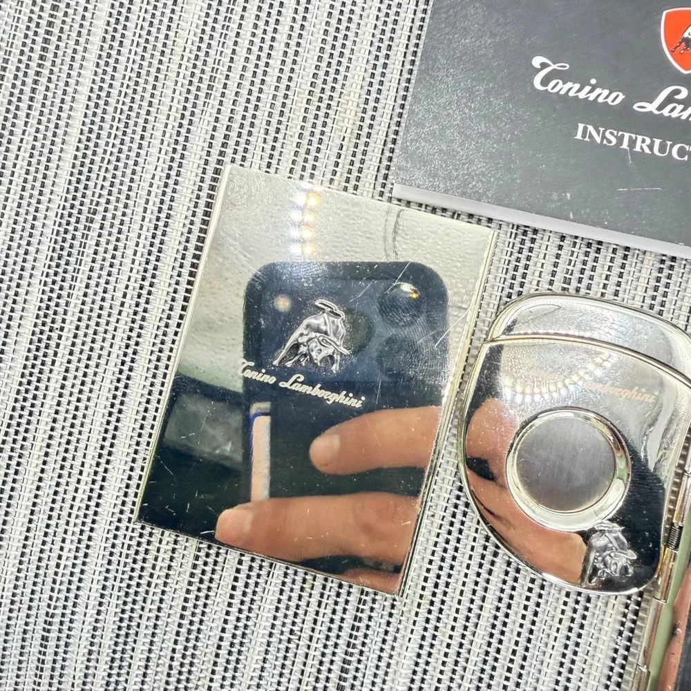 Tonino‎ Lamborghini Silver Tone Notebook Pen Cigar Cutter & Mirror Luxury Set